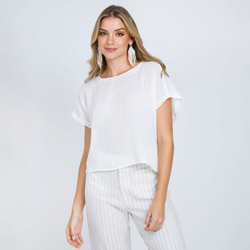 BLUSA CON PUNTADA ARTESANAL - IVORY