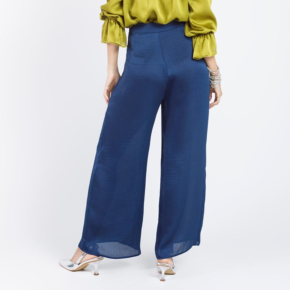 PANTAL¨®N CELEBRACI¨®N SILUETA WIDE LEG AZUL OSCURO