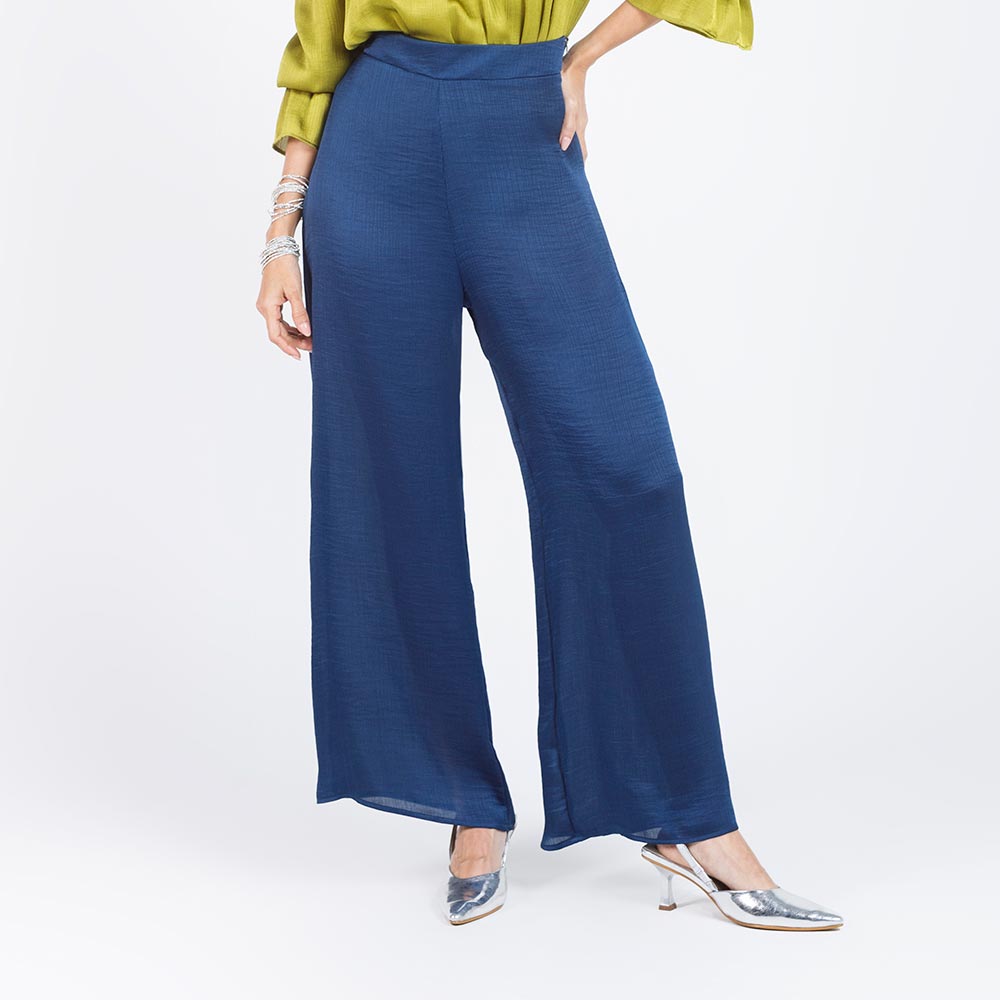 PANTAL¨®N CELEBRACI¨®N SILUETA WIDE LEG AZUL OSCURO