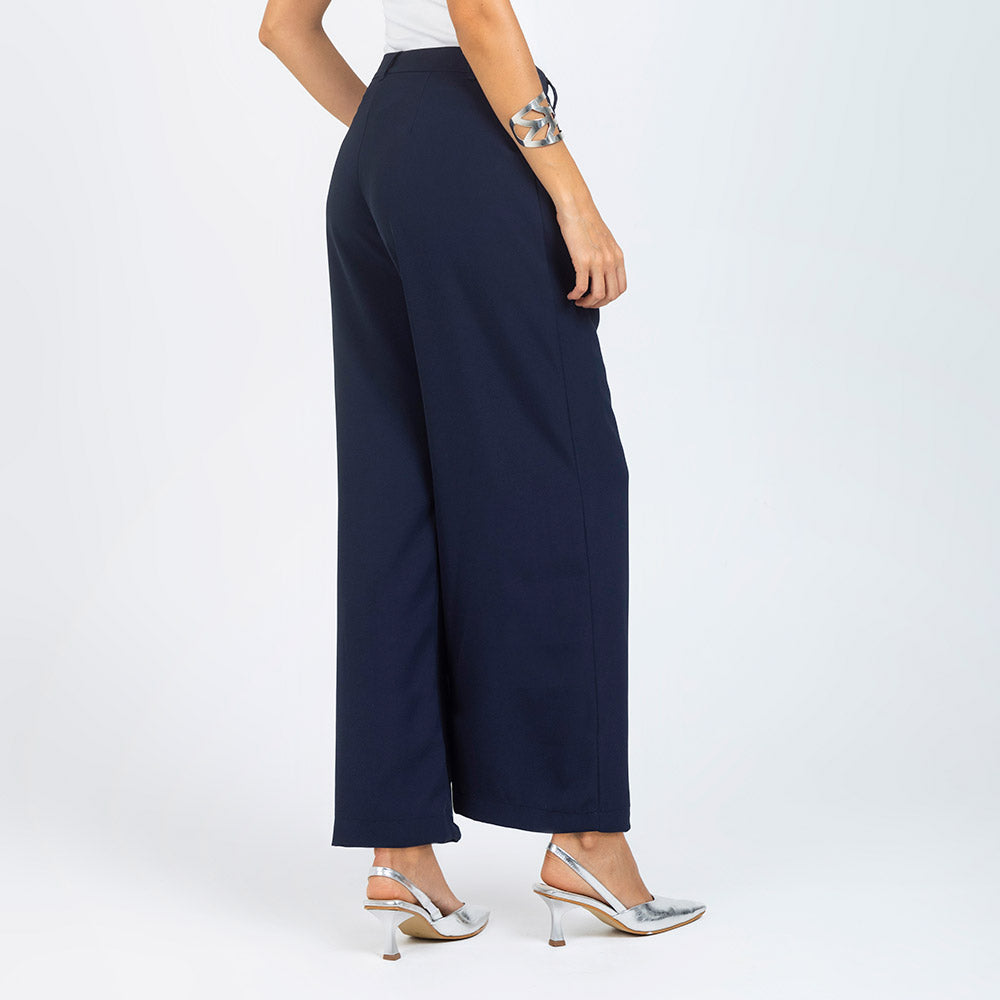 PANTAL¨®N  WIDE LEG PARA CON PRENSES AZUL OSCURO