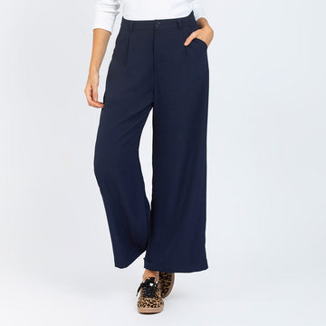 PANTAL¨®N  WIDE LEG PARA CON PRENSES AZUL OSCURO