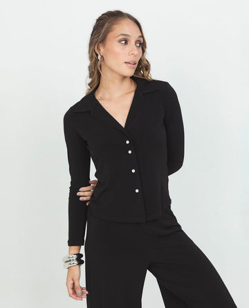 CAMISA EN TEJIDO PUNTO PARA MUJER MANGA LARGA