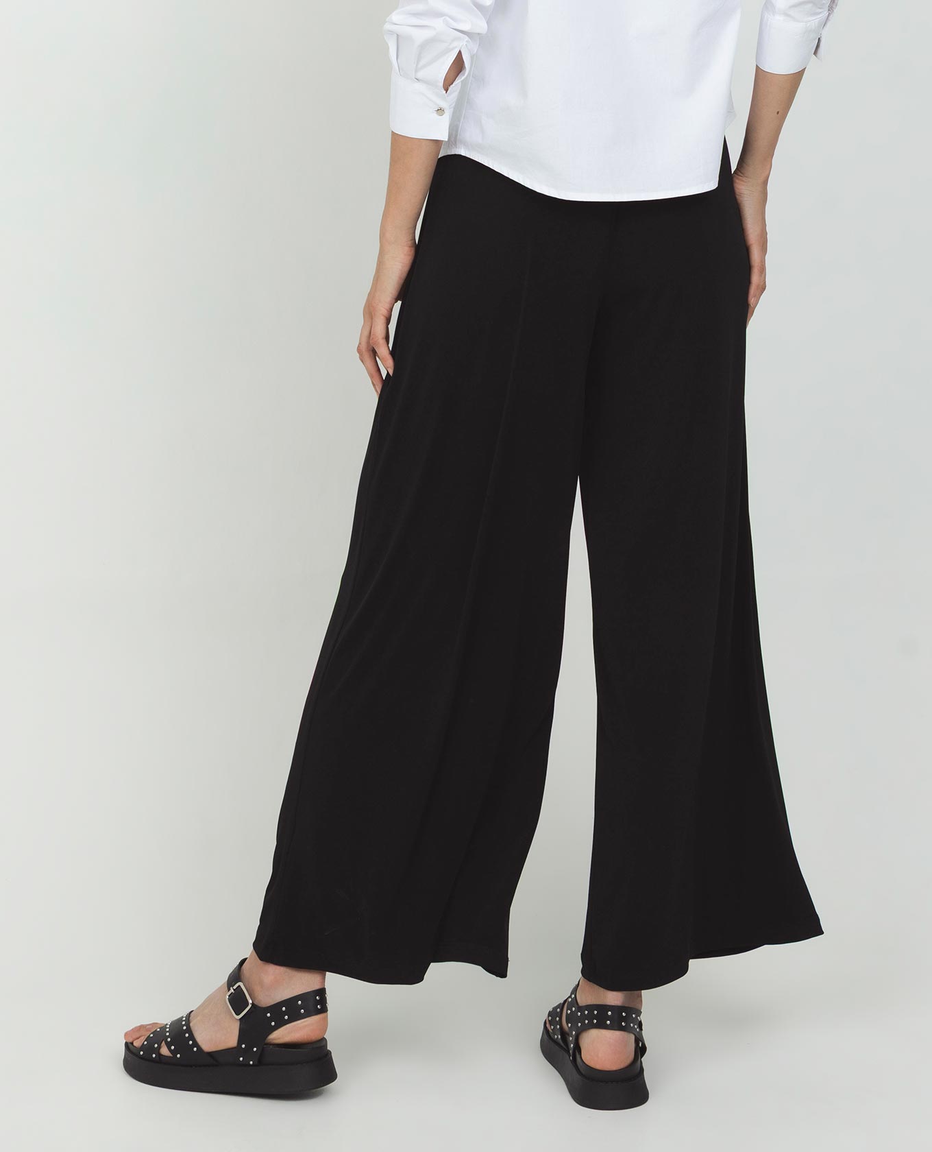 PANTAL¨®N PUNTO PARA MUJER SILUETA WIDE LEG CON EL¨¢STICO EN CINTURA
