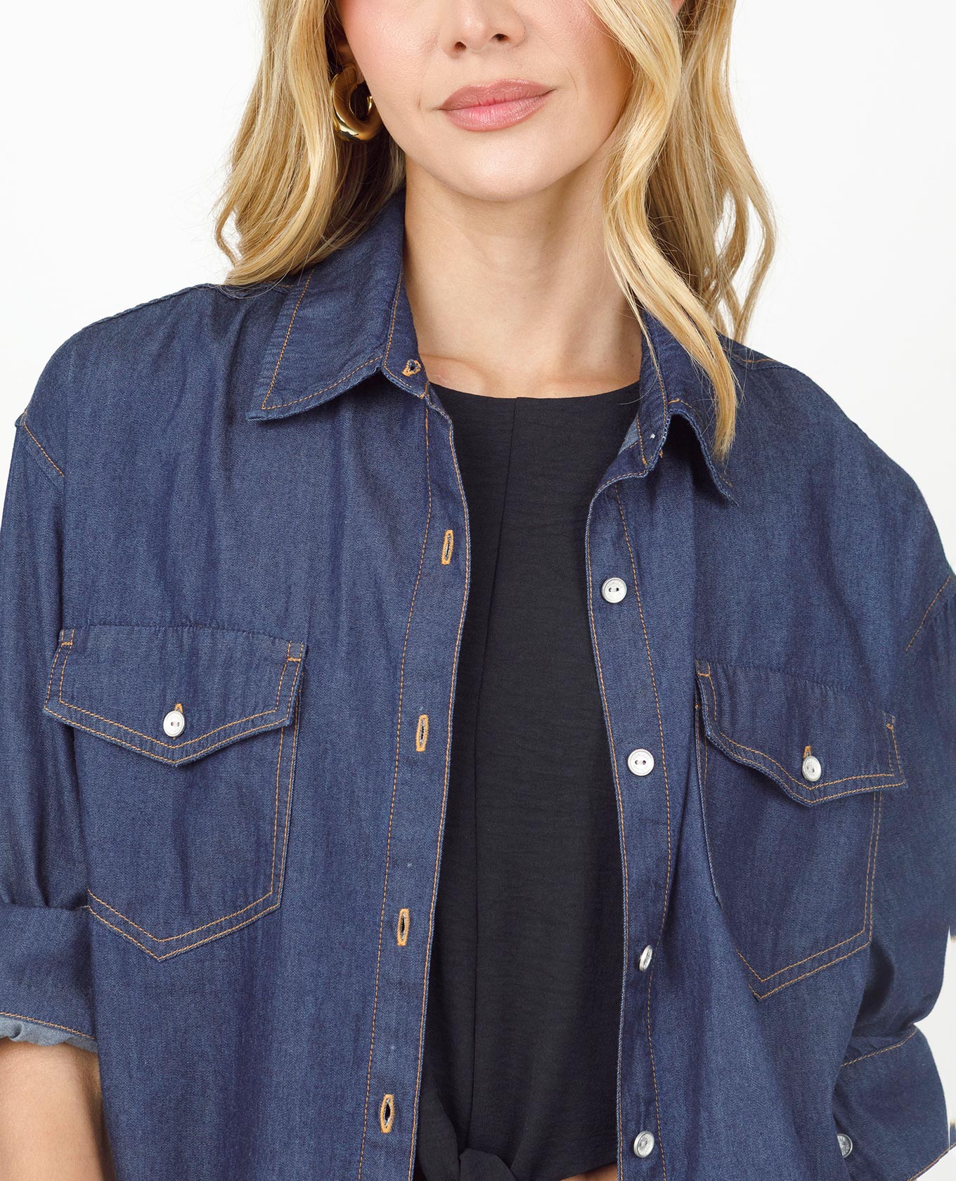 CAMISA CHAMBRAY PARA MUJER SILUETA REGULAR MANGA LARGA