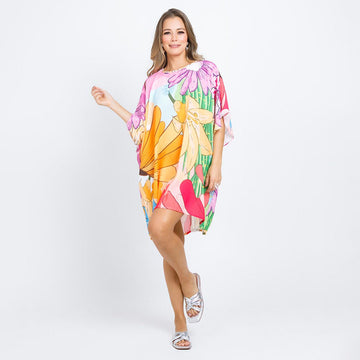 VESTIDO CORTO CON ESTAMPACION EXCLUSIVA LILA