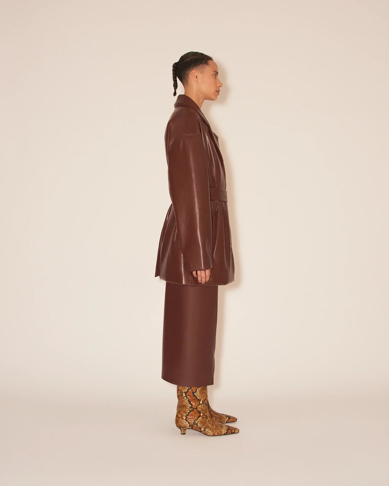 Liban Belted Alt-eather Padded Jacket