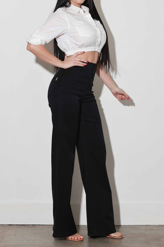 Black wide leg jean