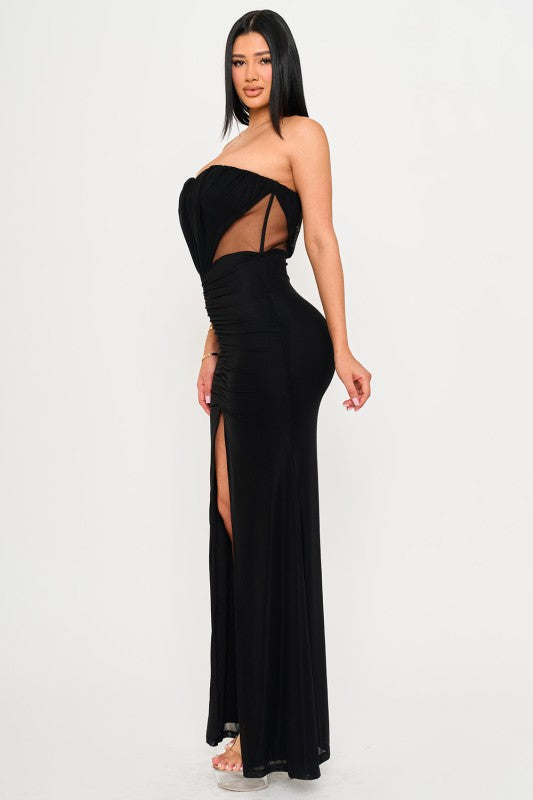 Black long classy dress.