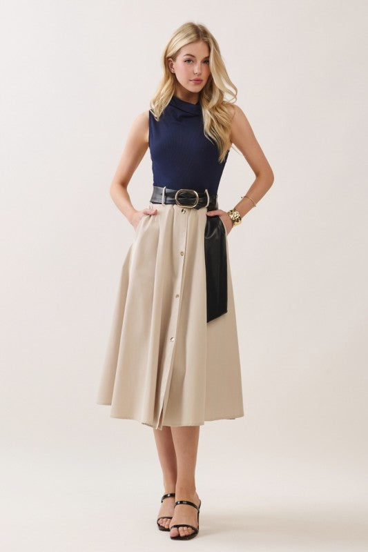 Sophisticated navy midi dress