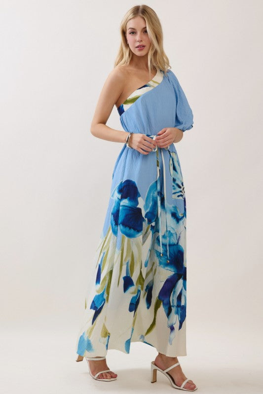 Stunning one-shoulder maxi dress