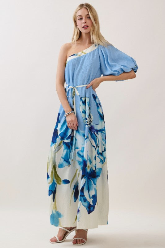 Stunning one-shoulder maxi dress