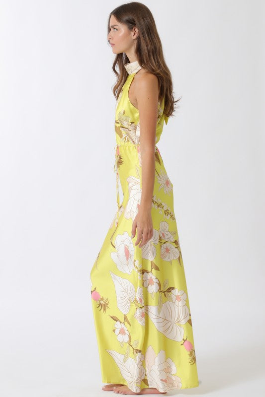 Elegant Long Dress with Fitted Waist and Flowy Silhouette