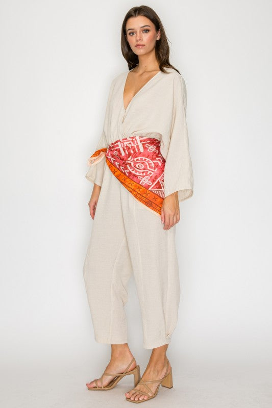 scarf belt jumpsuit