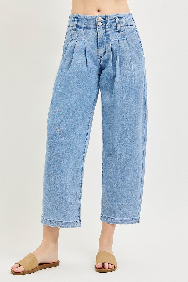 Barrel jeans.