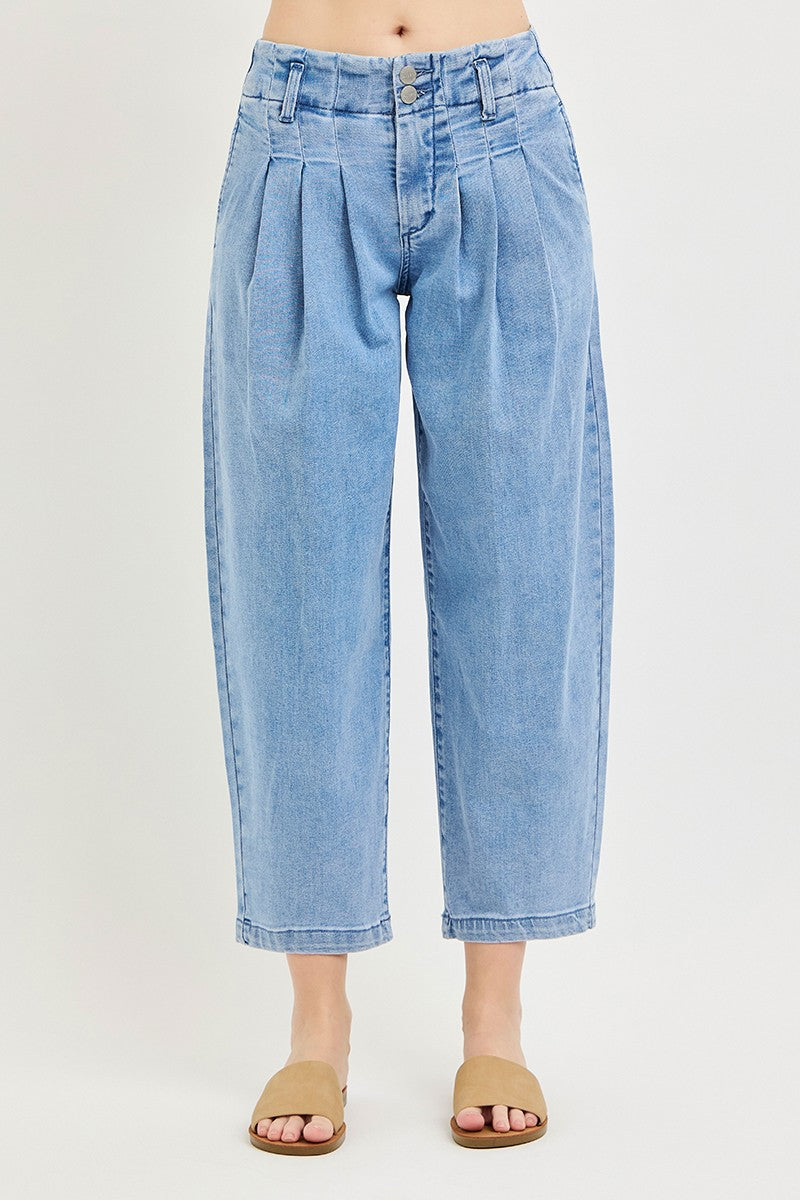 Barrel jeans.
