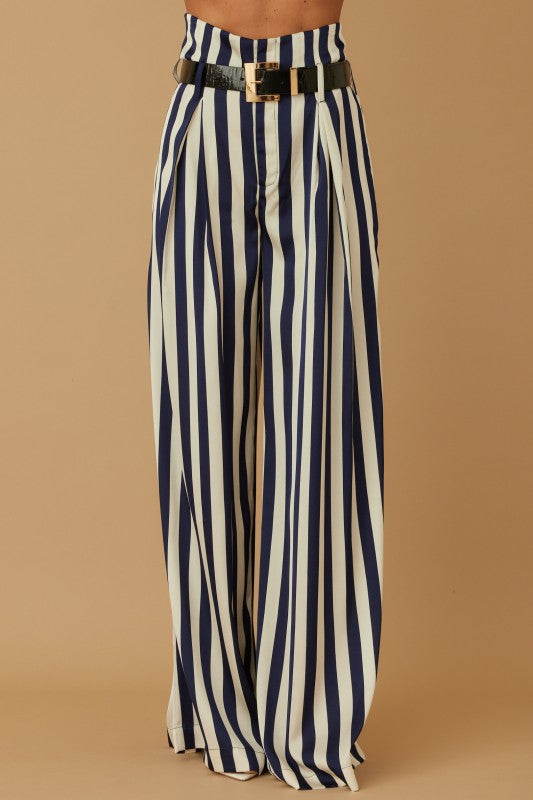 Stripe wide leg pants