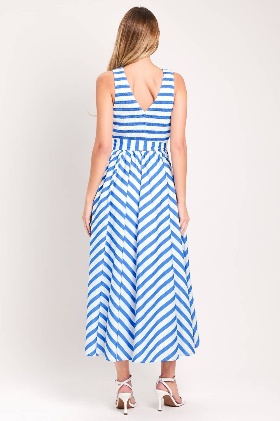 Midi dress blue and white stipes
