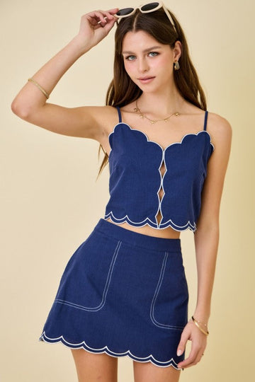 Blue set mini skirt and top