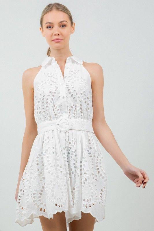 Vestido Corto en Ojalillo Miss Avenue Ivory