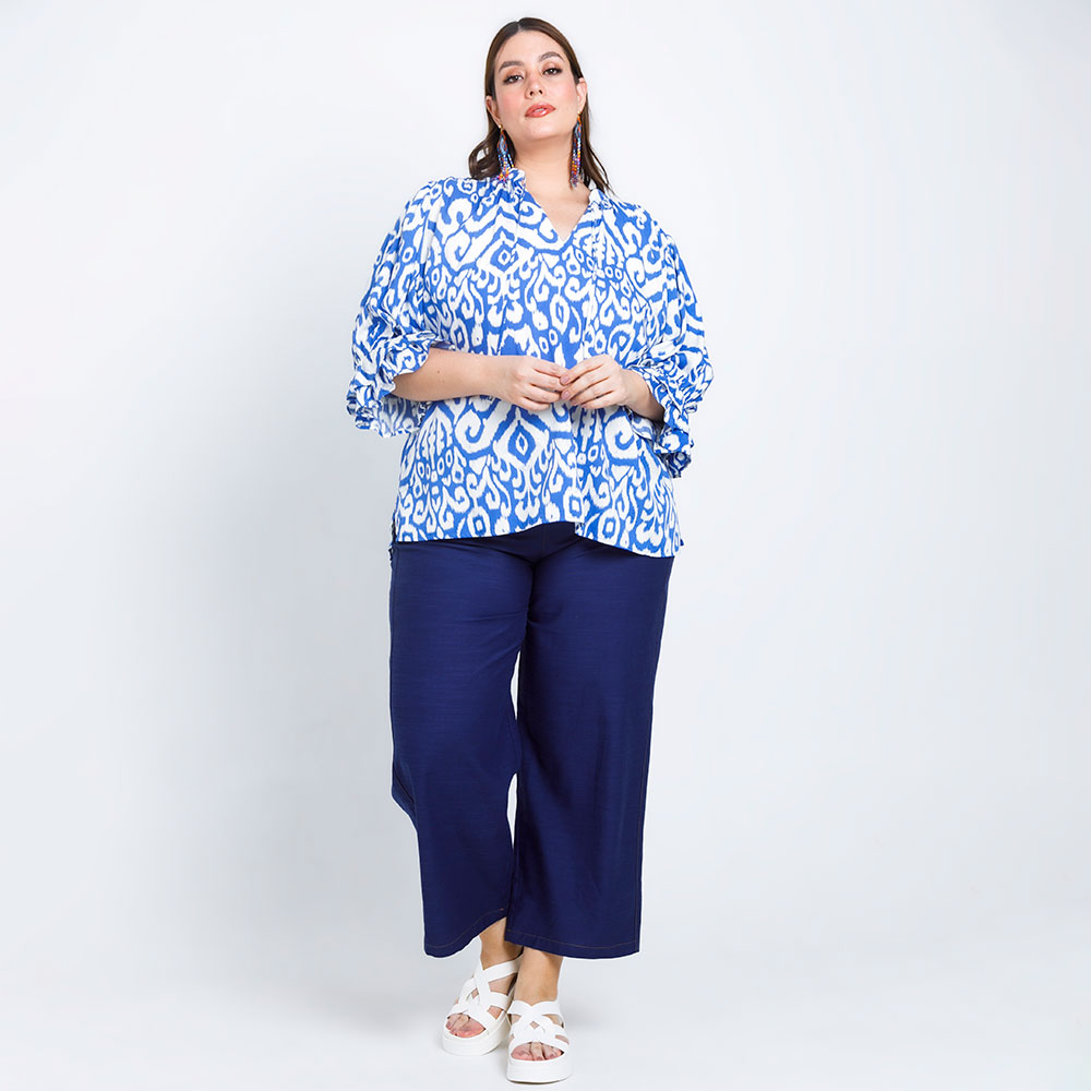 BLUSA TALLAS GRANDES CON BOLERO AZUL
