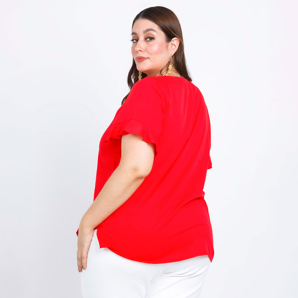 BLUSA TALLAS GRANDES MANGA CORTA ROJA