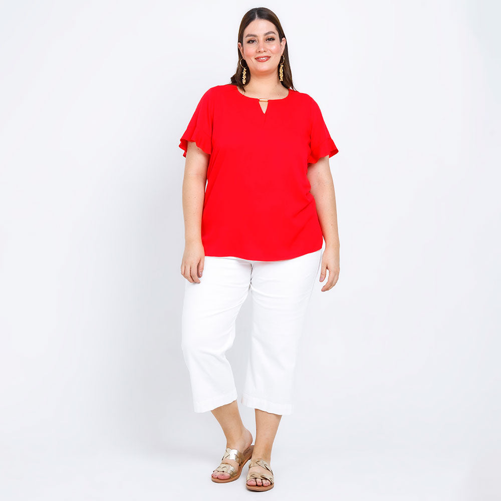 BLUSA TALLAS GRANDES MANGA CORTA ROJA