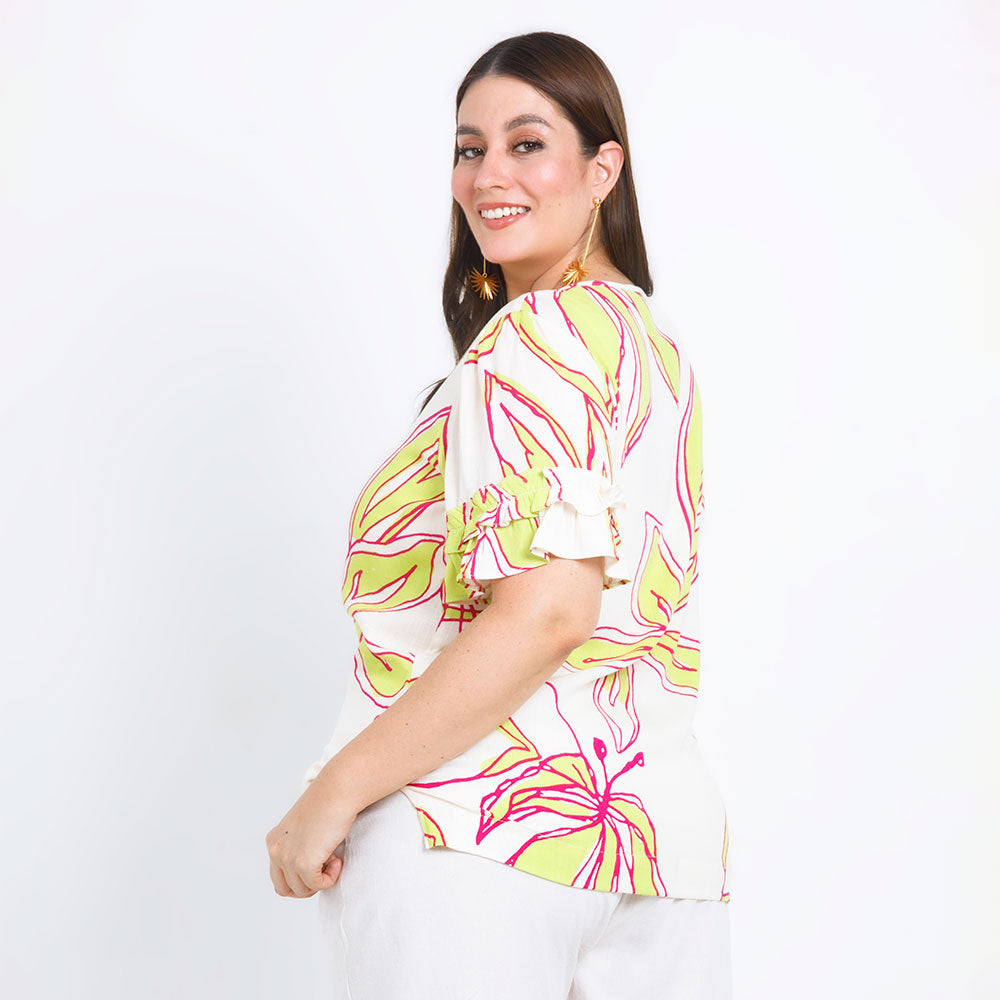 BLUSA TALLAS GRANDES ESTAMPADA CON BOLERO