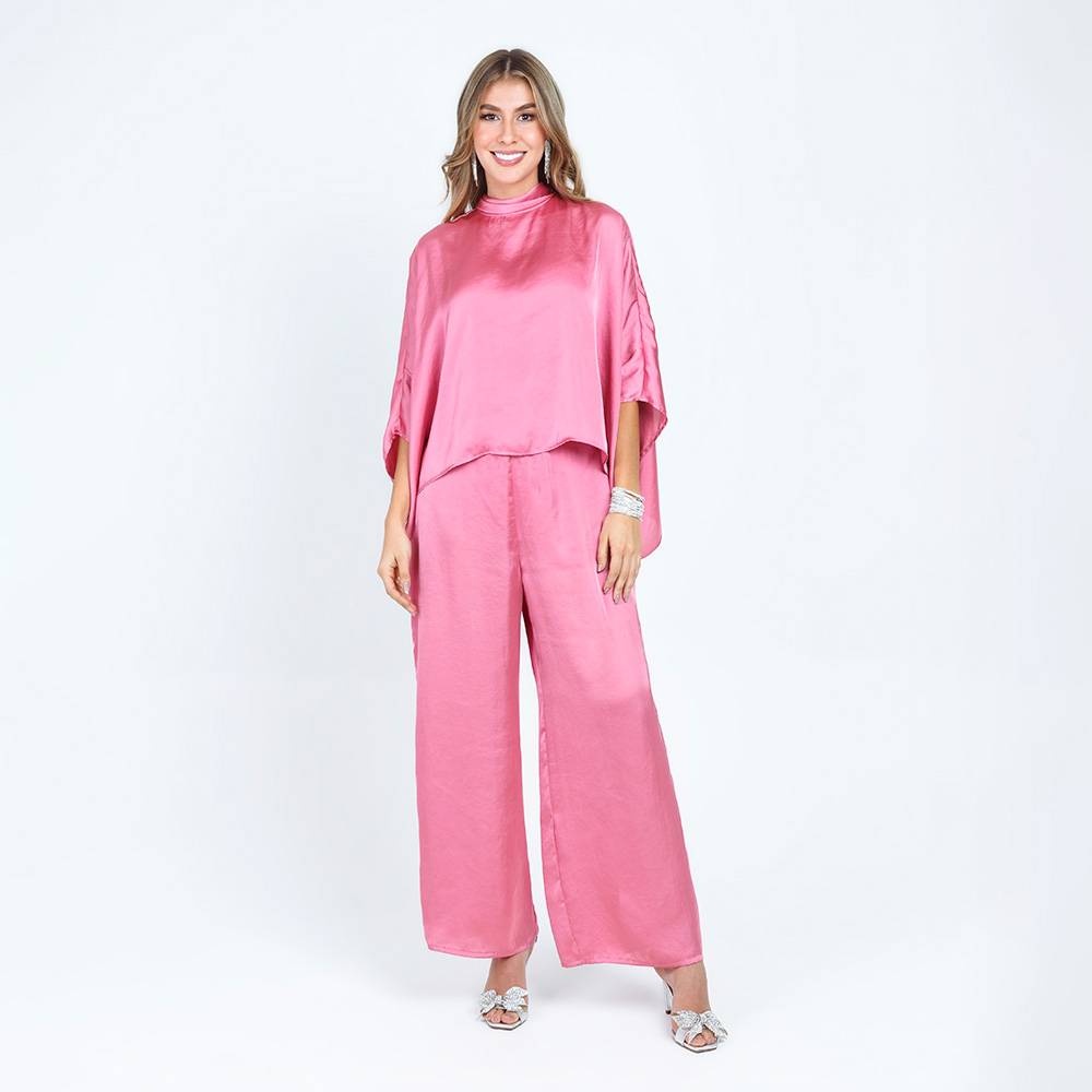 PANTALON WIDE LEG PALO DE ROSA SATINADO