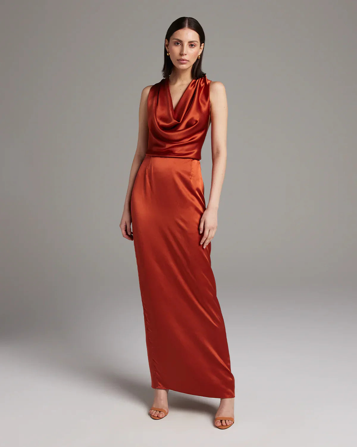 Halter-Neck Silk Gown