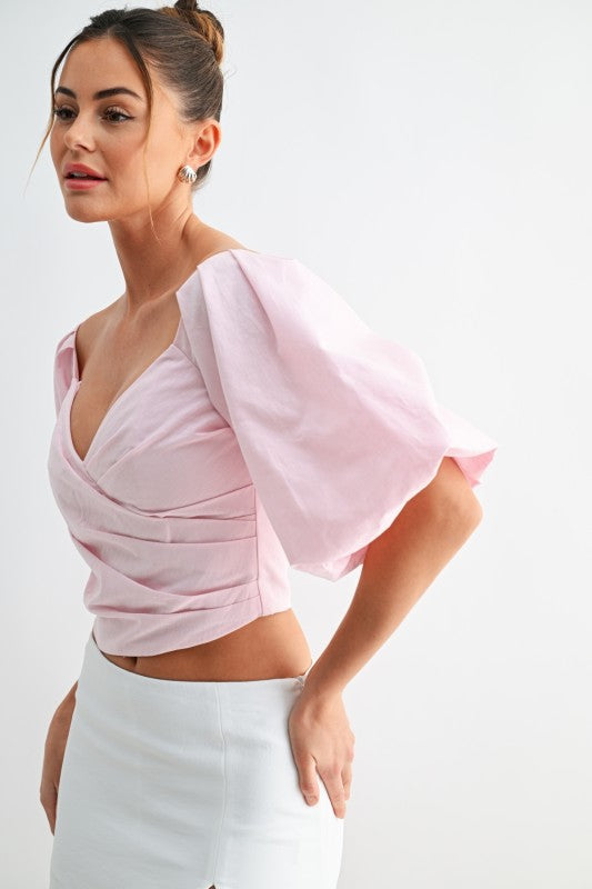 Blusa tipo crop top Escote cruzado