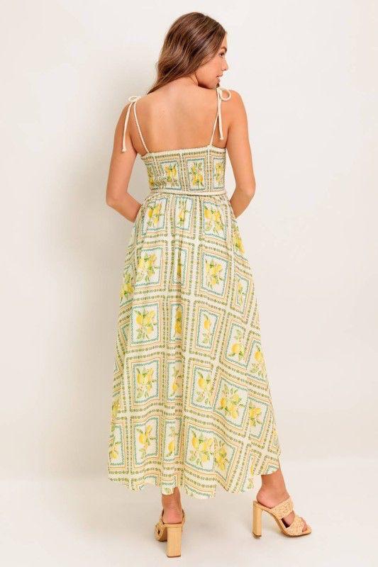 Vestido midi con estampado de limones ¨C  fresco y femenino