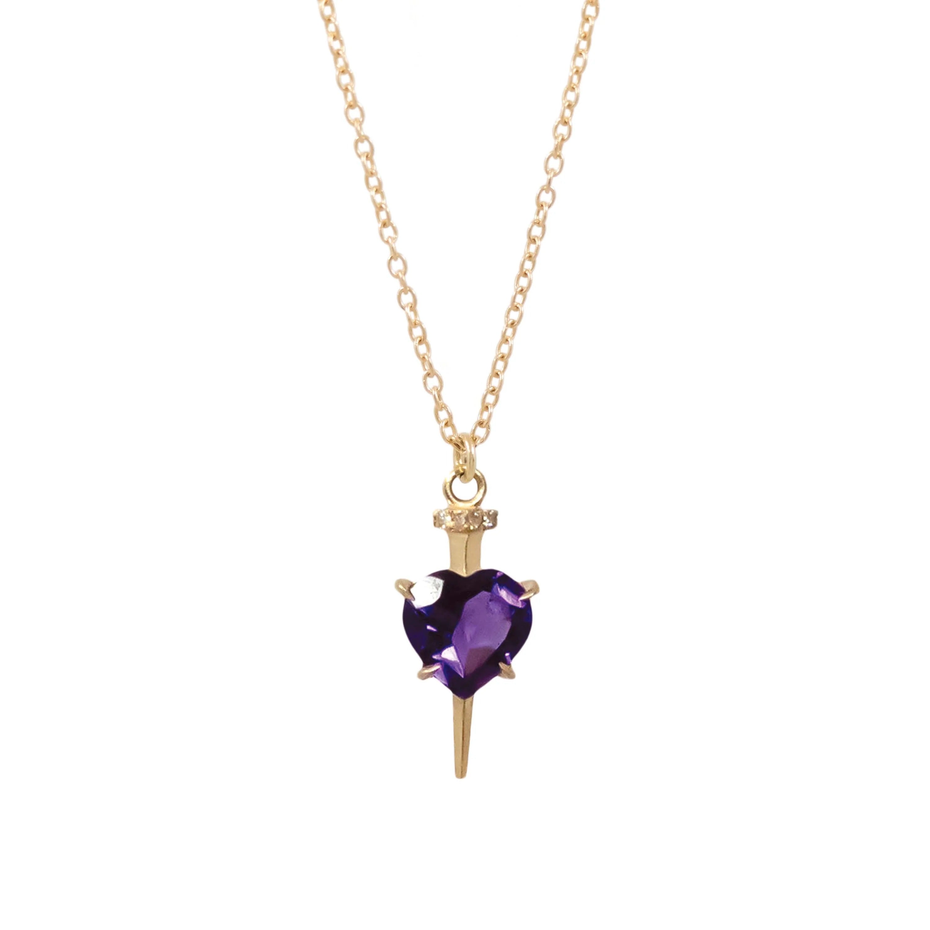 Nail Through Heart Necklace | 14K Gold