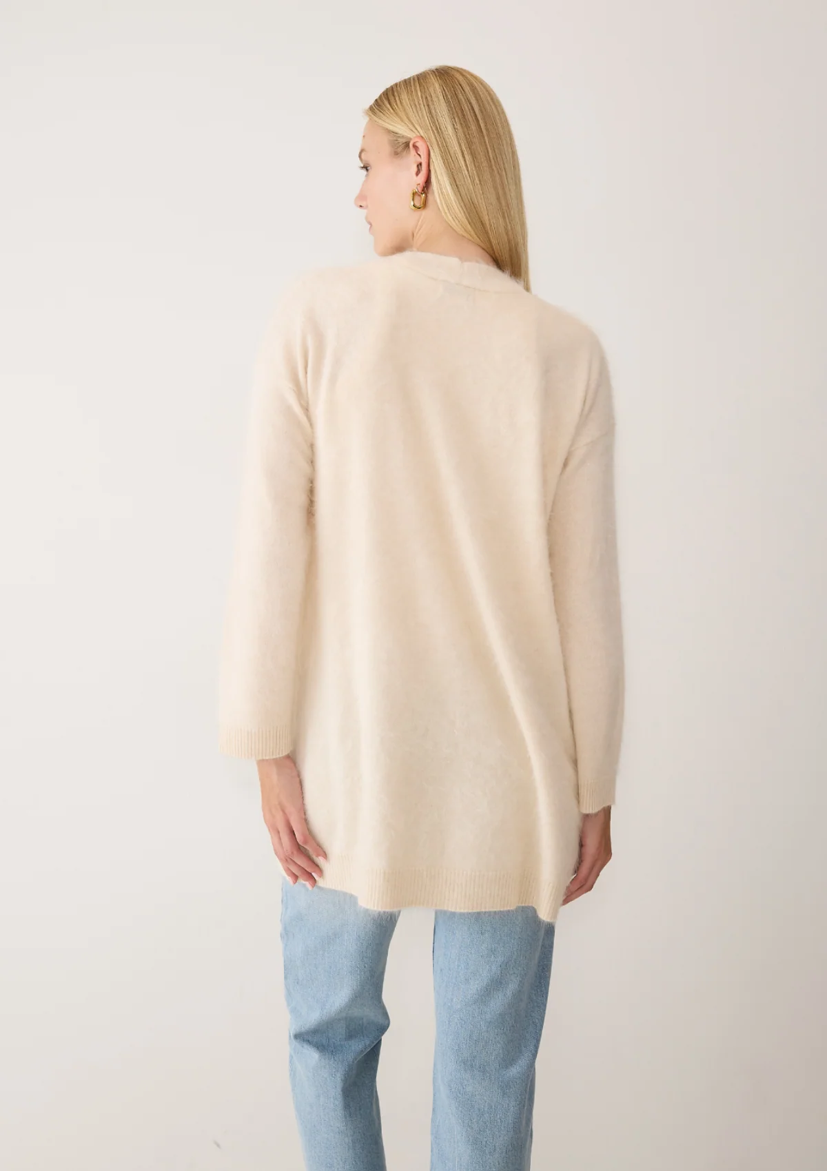 Brushed Cashmere Cardigan | Porcelaine White