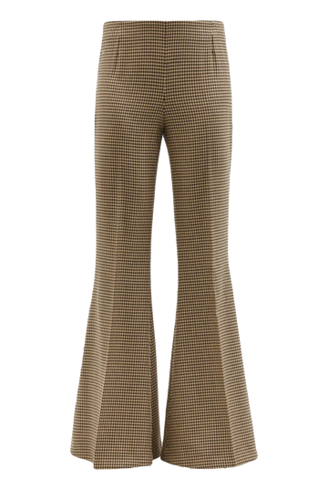 Mona Houndstooth-check Wool Flared-leg Trousers
