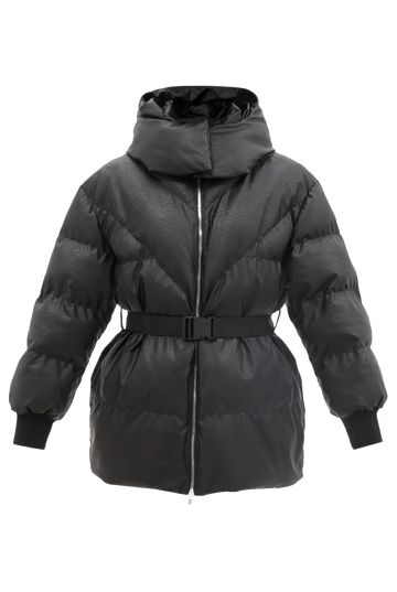 Kayla Hooded Quilted Faux Leather Jacket